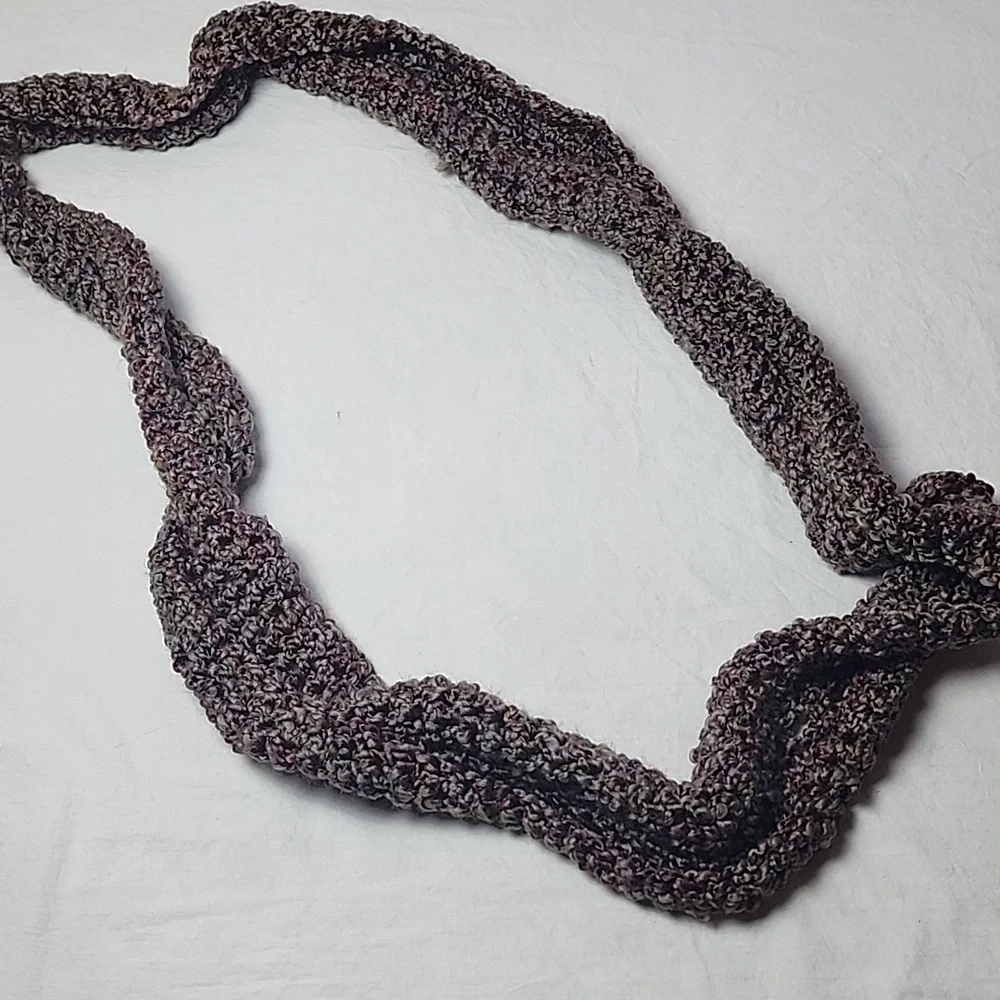 Chunky Crocheted Infinity Scarf in Multicolor Earth Hues Handmade